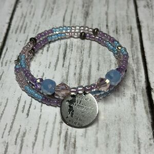 Handmade beaded‎ unicorn wrap bracelet gift for her, memory wire bracelet, charm